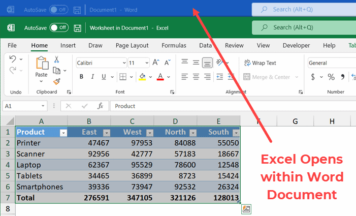როგორ გადავიტანოთ ცხრილი Excel-დან Word-ში