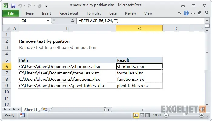 How to unhook text in Excel