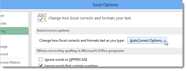 How to use AutoCorrect to assign keyboard shortcuts to characters in Excel 2013