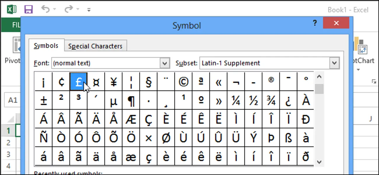 How to use AutoCorrect to assign keyboard shortcuts to characters in Excel 2013