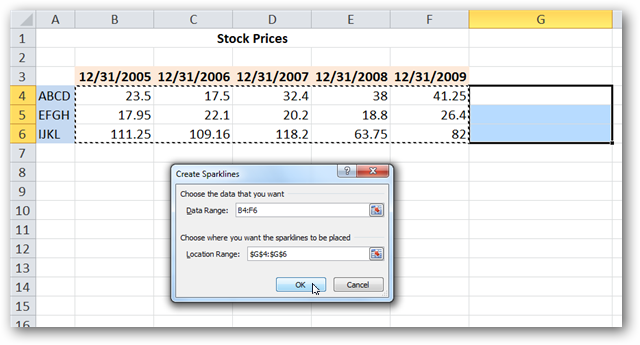 How to Use Sparklines in Excel 2010