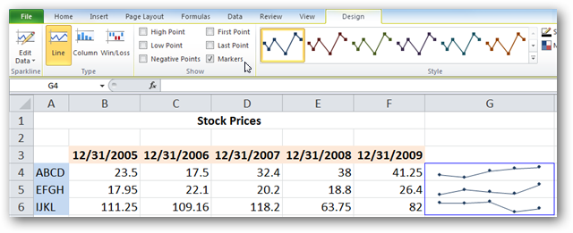 How to Use Sparklines in Excel 2010