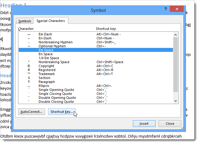 How to use symbols in Word 2013