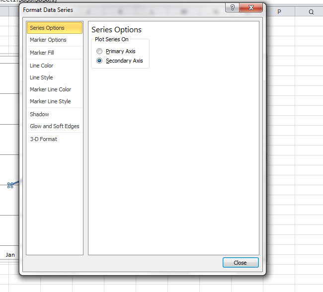 How to use the secondary axis in an Excel chart to plot