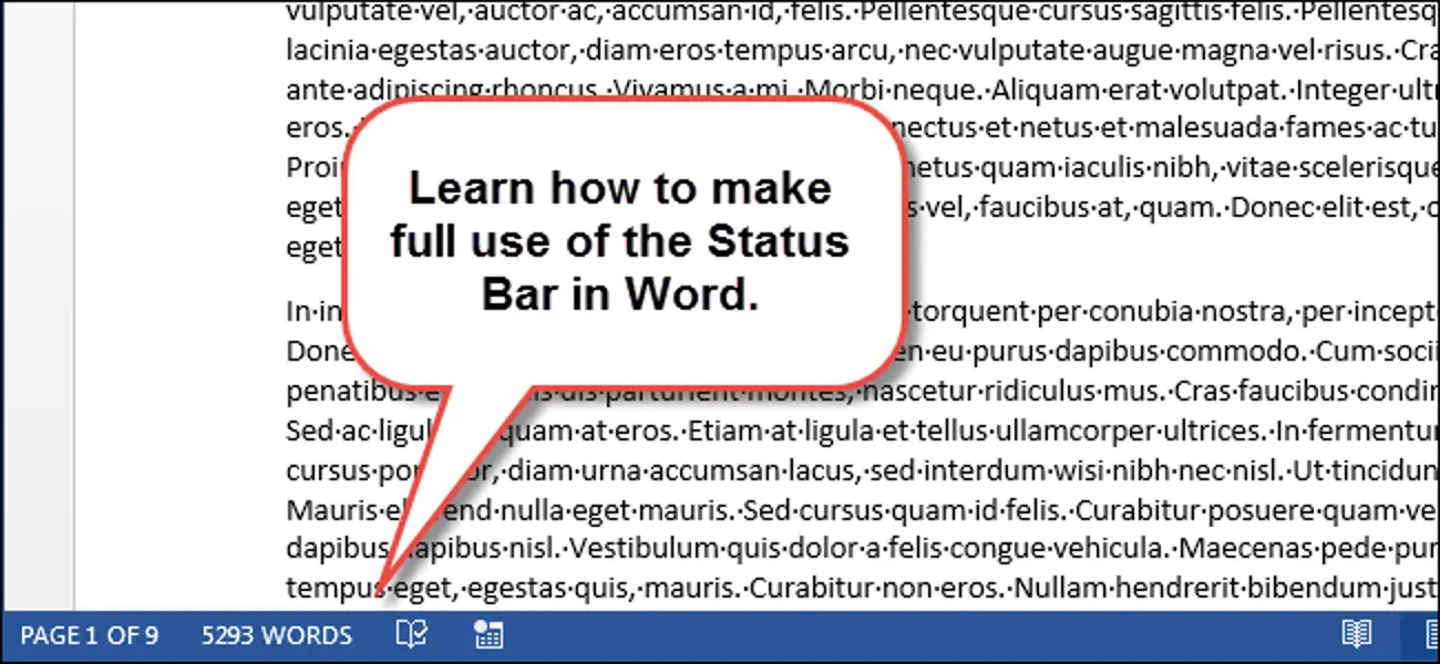 How to use the status bar in Word