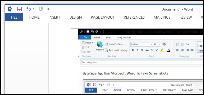 How to use the Take Screenshot tool built into Word 2013