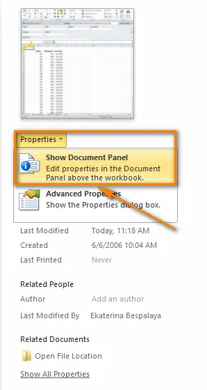 How to view, edit, and delete document properties in Excel 2010 and 2013