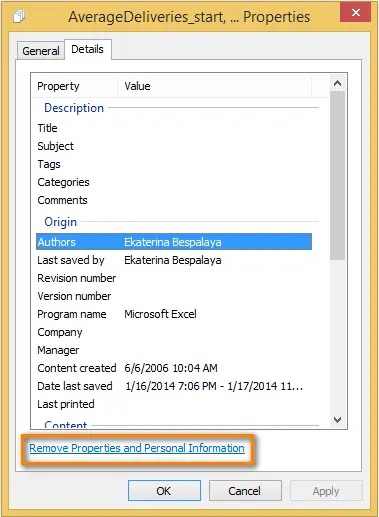 How to view, edit, and delete document properties in Excel 2010 and 2013