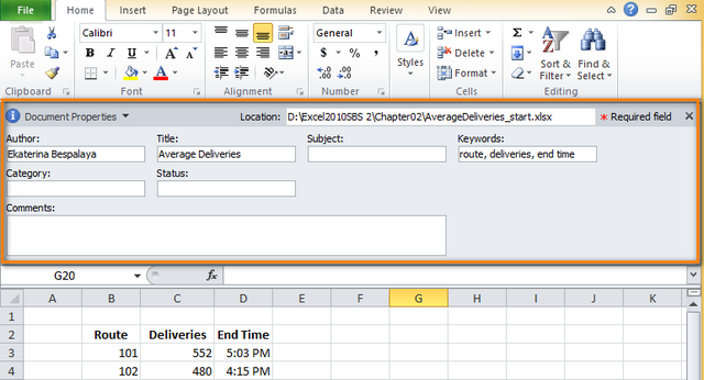 How to view, edit, and delete document properties in Excel 2010 and 2013