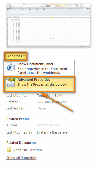 How to view, edit, and delete document properties in Excel 2010 and 2013