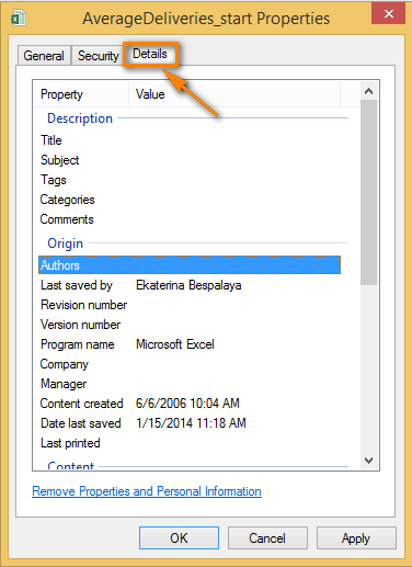 How to view, edit, and delete document properties in Excel 2010 and 2013