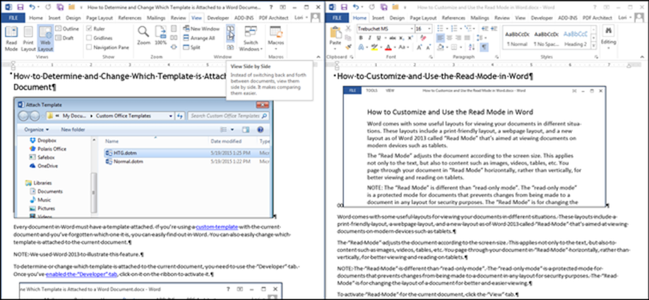 How to view multiple documents at the same time in Word