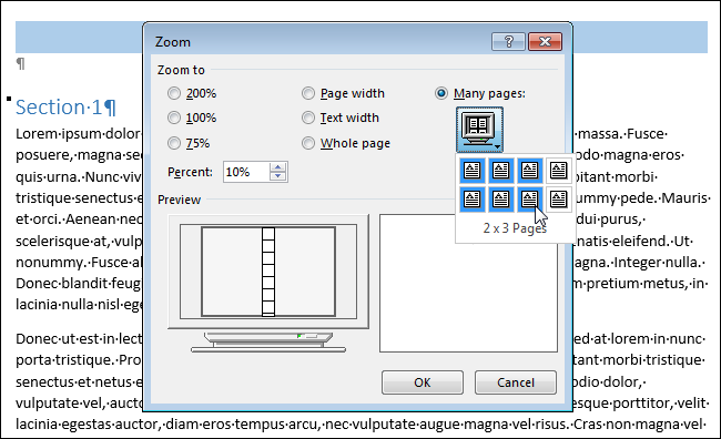How to view multiple pages at the same time in Word
