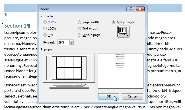 How to view multiple pages at the same time in Word