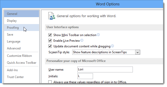 How to work with custom dictionaries in Word 2013