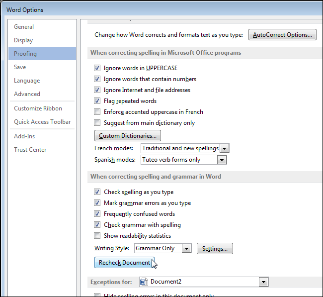 How to work with the Spelling panel in Microsoft Word