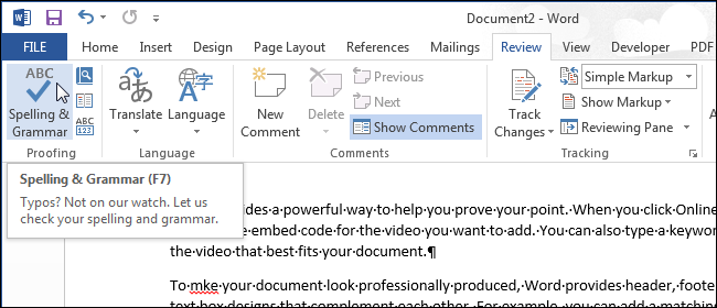 How to work with the Spelling panel in Microsoft Word