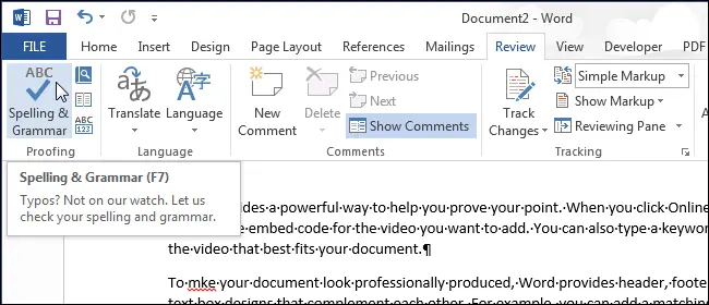 How to work with the Spelling panel in Microsoft Word