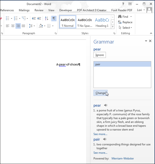 How to work with the Spelling panel in Microsoft Word