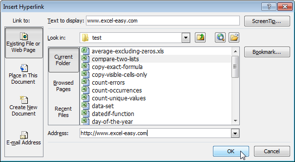Hyperlinks in Excel
