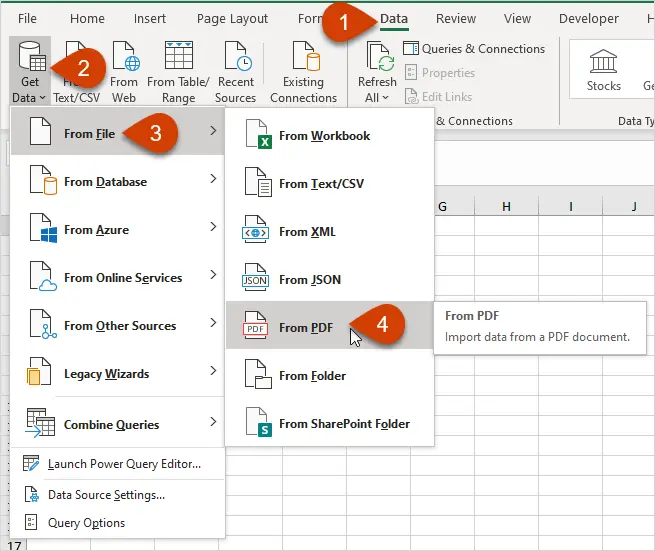 Import data from PDF to Excel via Power Query