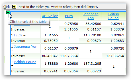 Import data into Excel 2010 from the web