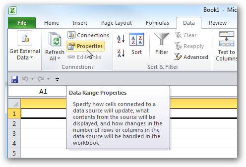 Import data into Excel 2010 from the web