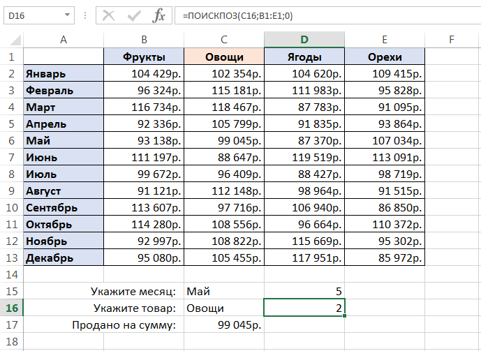 INDEX and MATCH functions in Excel with simple examples