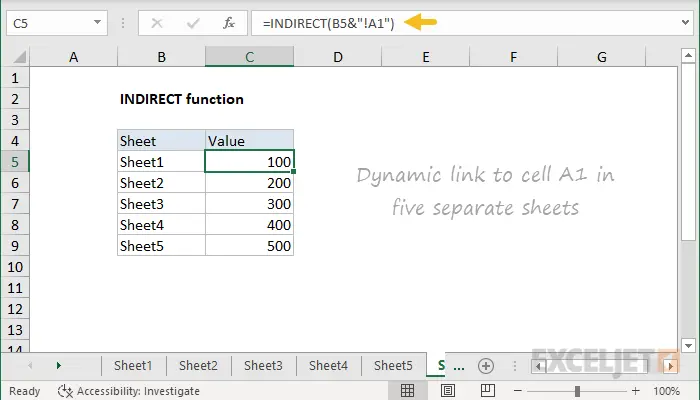 INDIRECT function in Excel