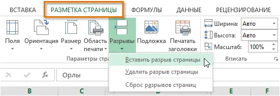 Insert page breaks, print headers and footers in Excel