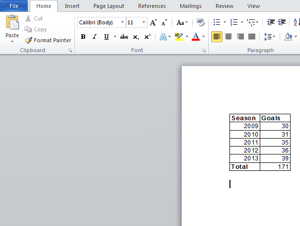 Inserting an Excel sheet into Microsoft Word
