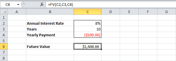 Investments and annuity in Excel