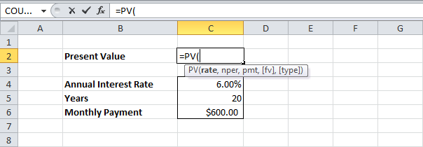 Investments and annuity in Excel