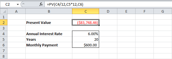 Investments and annuity in Excel