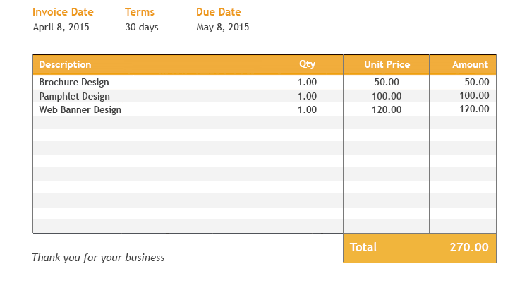 Invoice in Excel