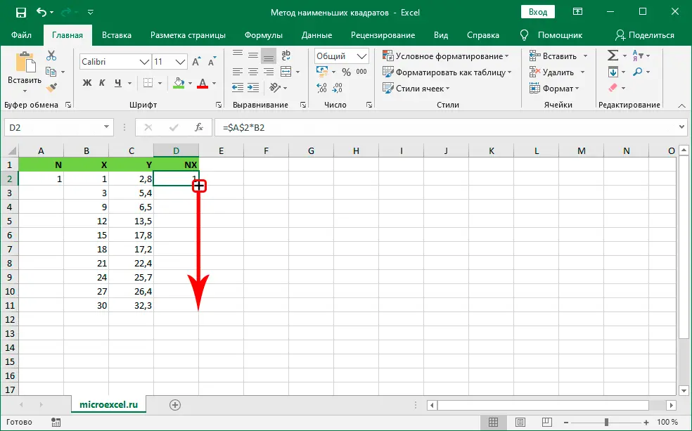 Least Squares in Excel