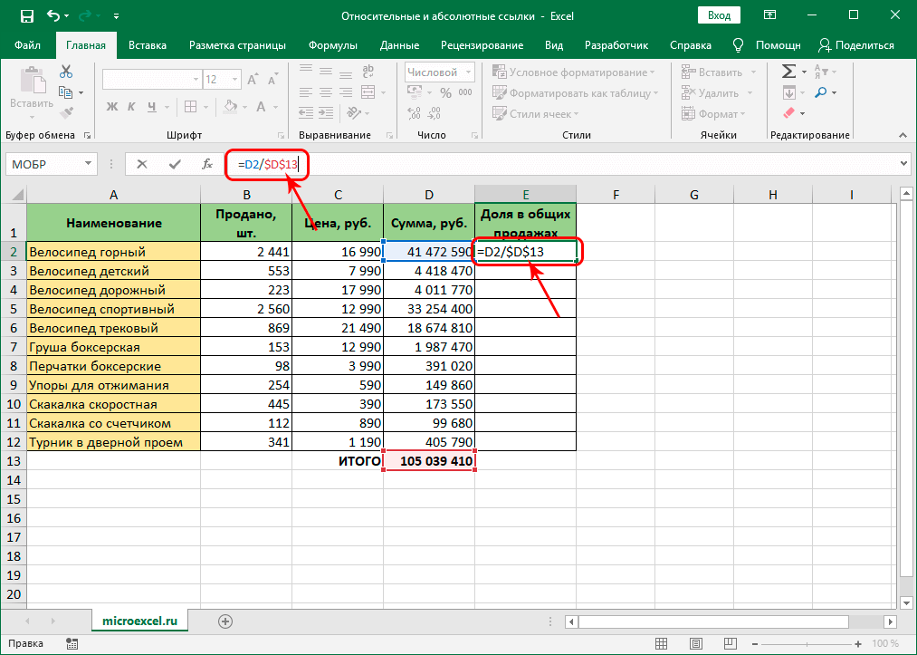Links in Excel - absolute, relative and mixed. Errors when working with relative links in Excel