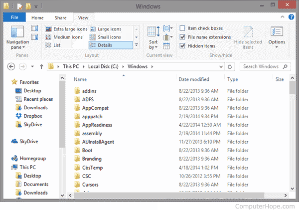 List files in a folder