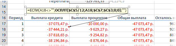 Loan calculation in Excel