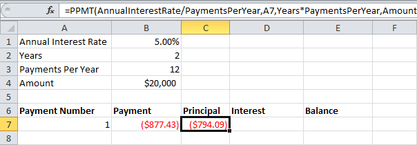 Loan repayment schedule in Excel