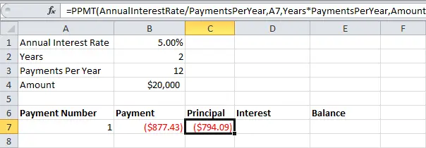 Loan repayment schedule in Excel