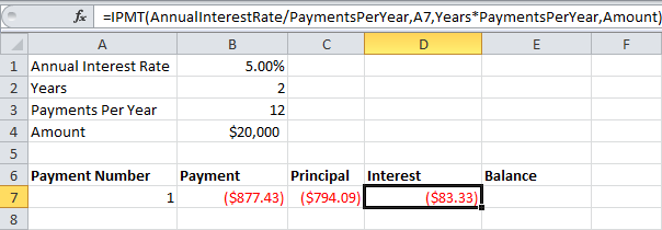 Loan repayment schedule in Excel