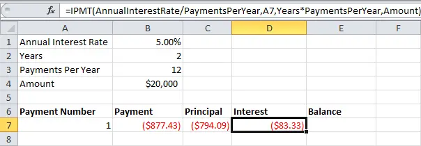 Loan repayment schedule in Excel