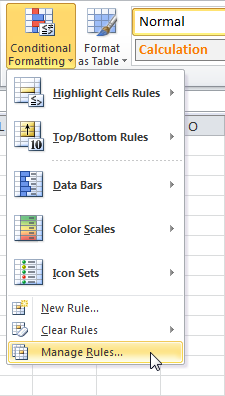 Manage conditional formatting rules in Excel