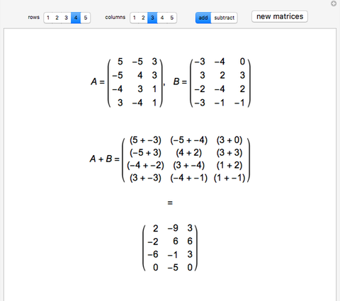 Matrix addition and subtraction