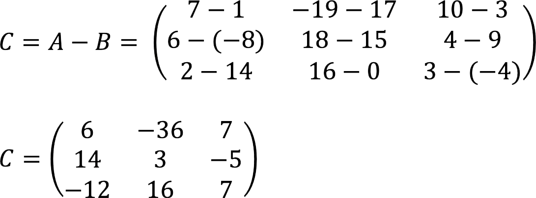 Matrix addition and subtraction