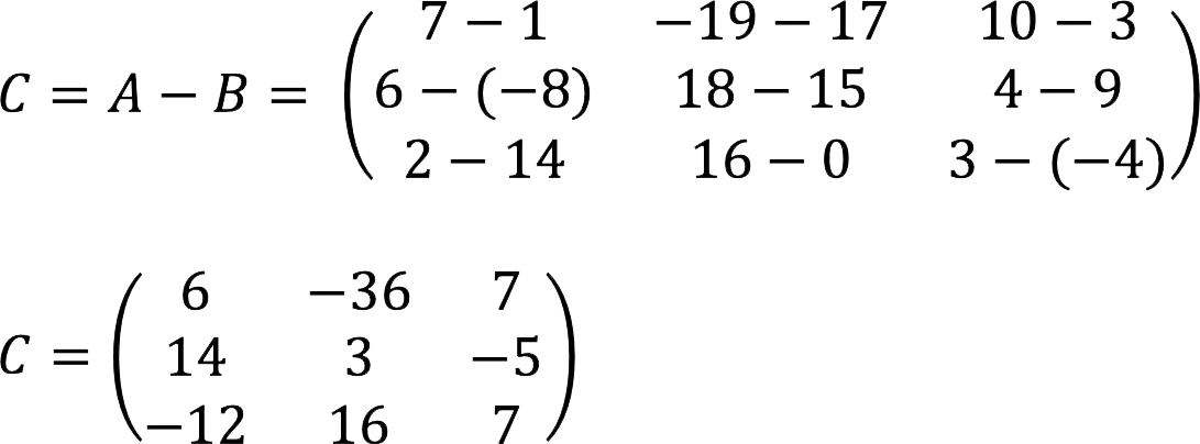 Matrix addition and subtraction