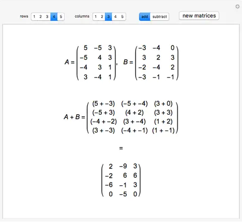 Matrix addition and subtraction