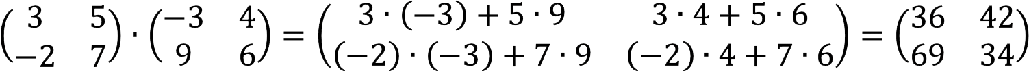 Matrix multiplication rules with examples