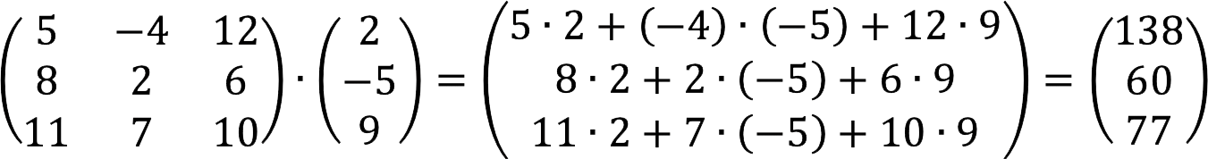 Matrix multiplication rules with examples